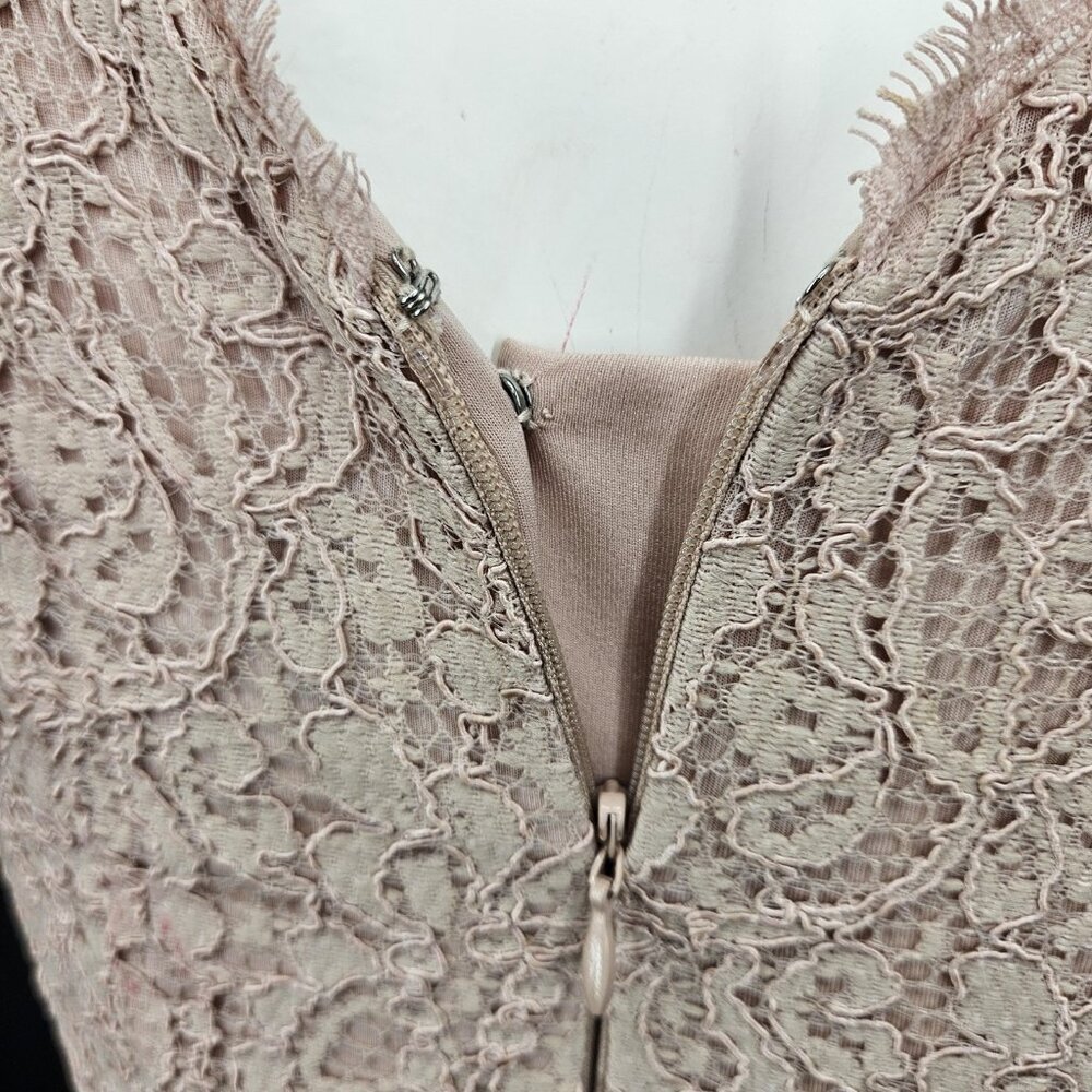 Adrianna Papell Dress Formal Gown 2 Pink Champagne Lace Sleeveless Sheath Maxi - Picture 10 of 16